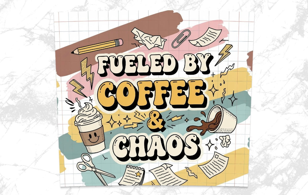 Fueled by Coffee & Chaos tumbler