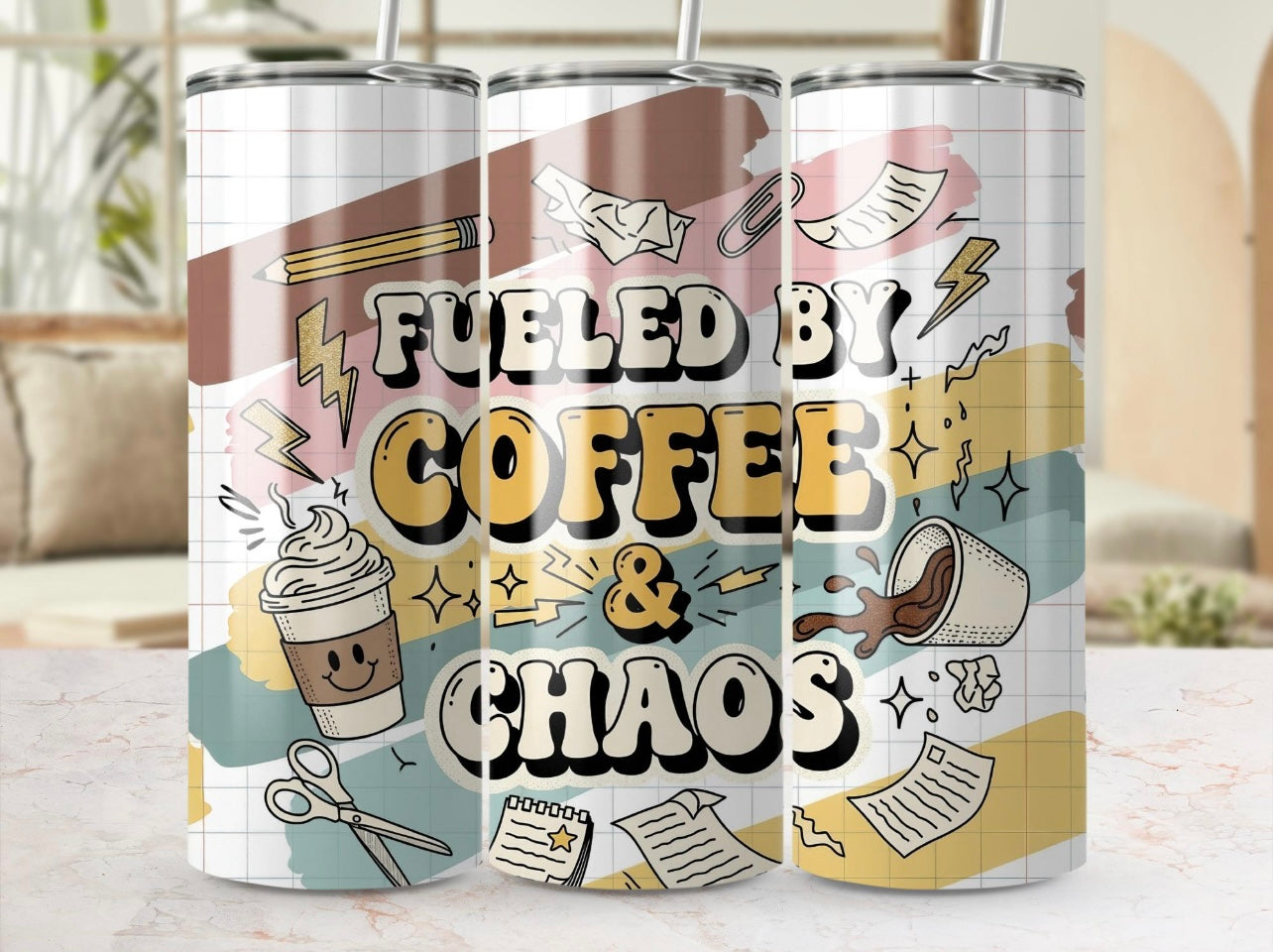 Fueled by Coffee & Chaos tumbler