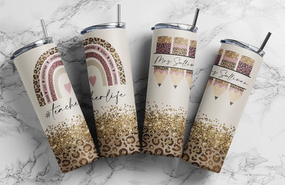 Teacher Life glitter & leopard