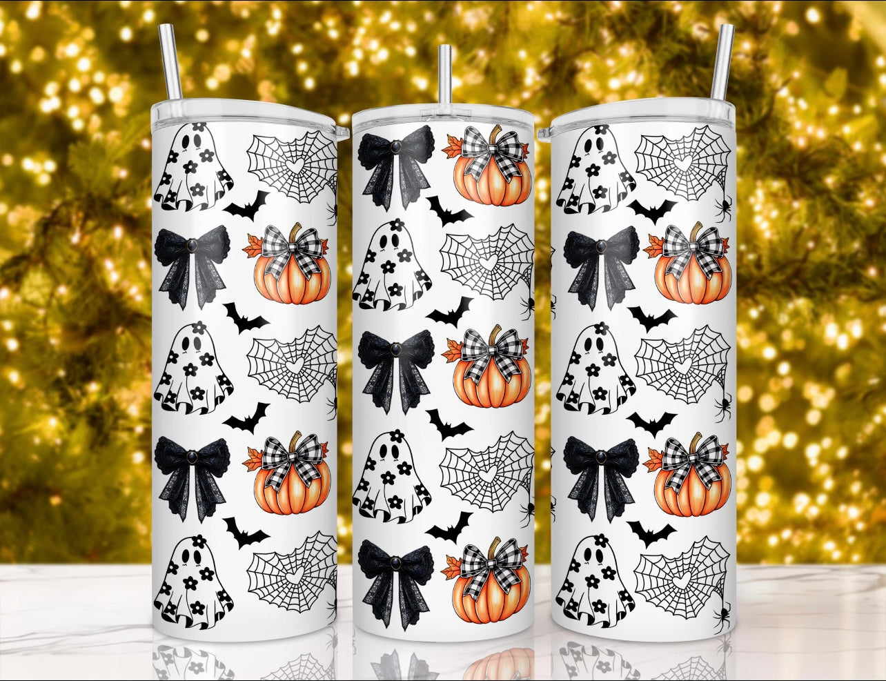 Halloween Bow & Pumpkin Tumbler